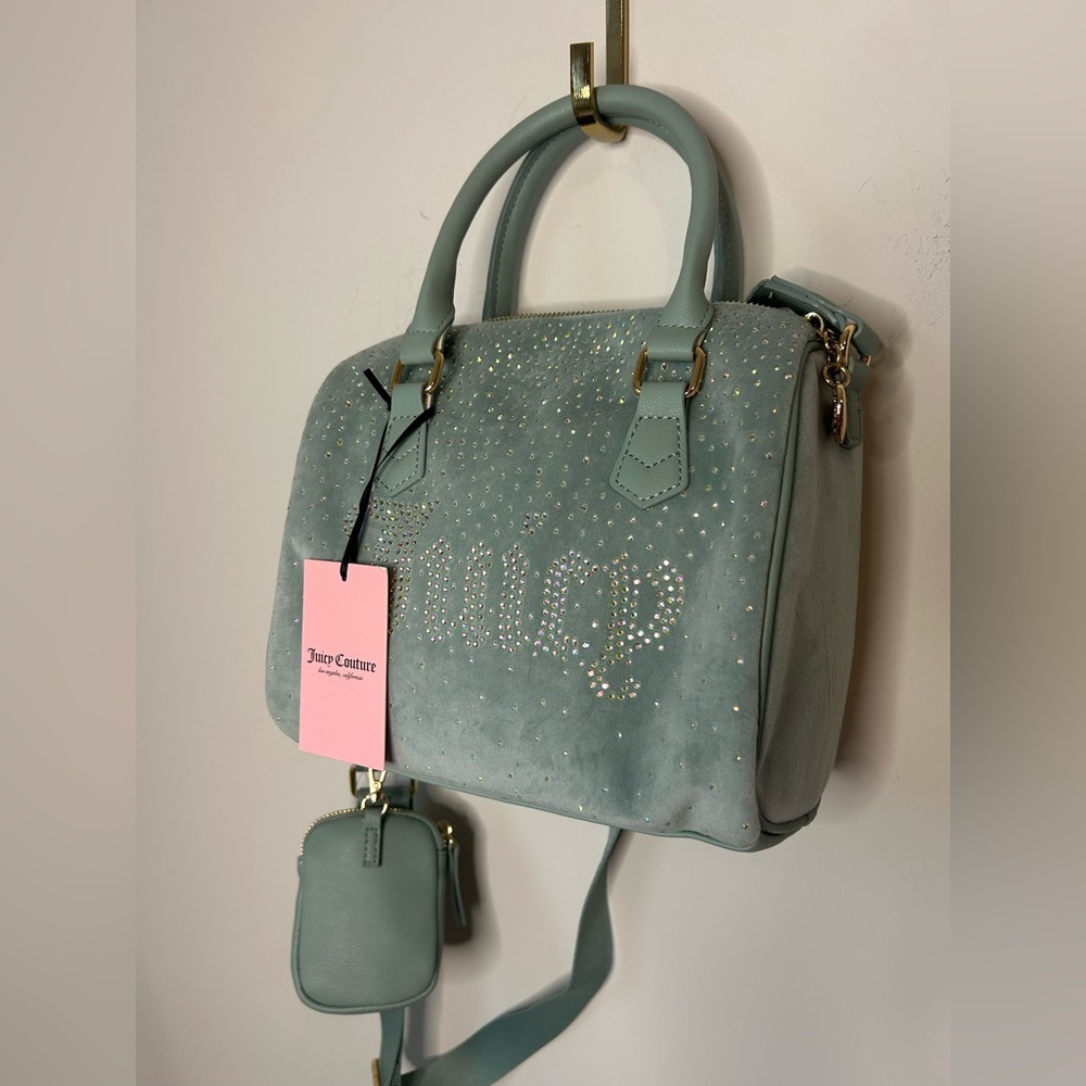 Juicy viral cool blue let it shine rhinestone satchel